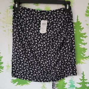 Drawstring Floral Mini Skirt